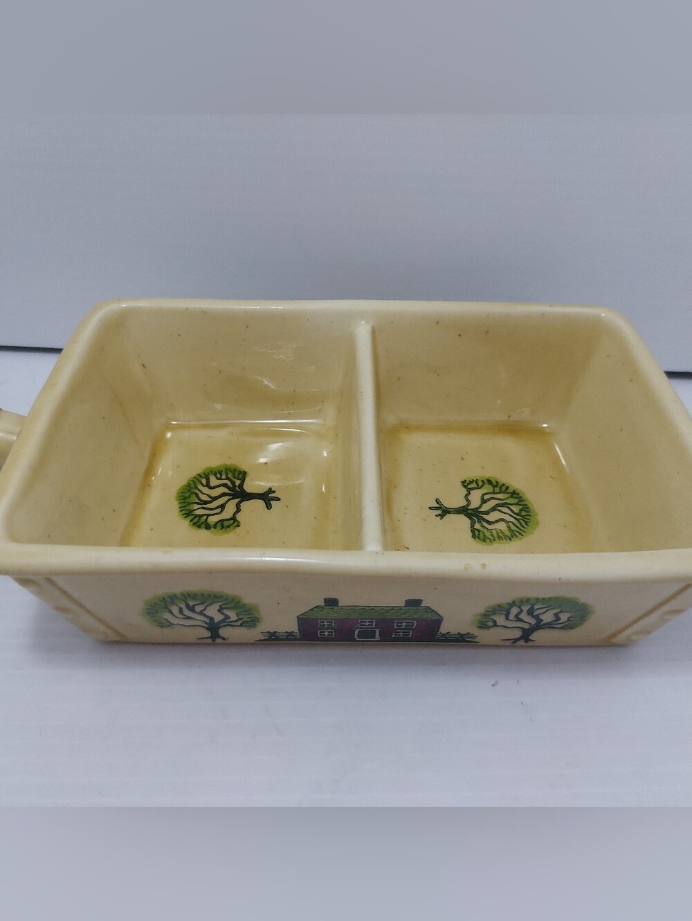 Vintage Poppytrail Metllox California Provincial Green Serving Dish Made In USA